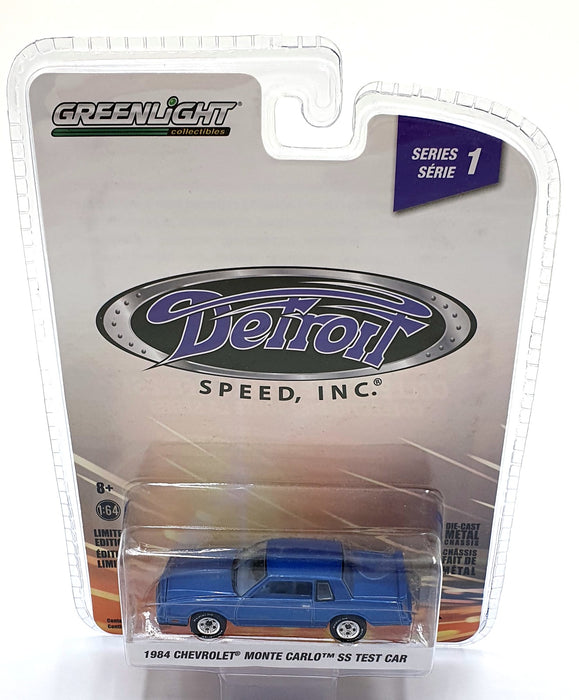 Greenlight 1/64 Scale 39040-B - 1984 Chevrolet Monte Carlo SS Test Car Met. Blue
