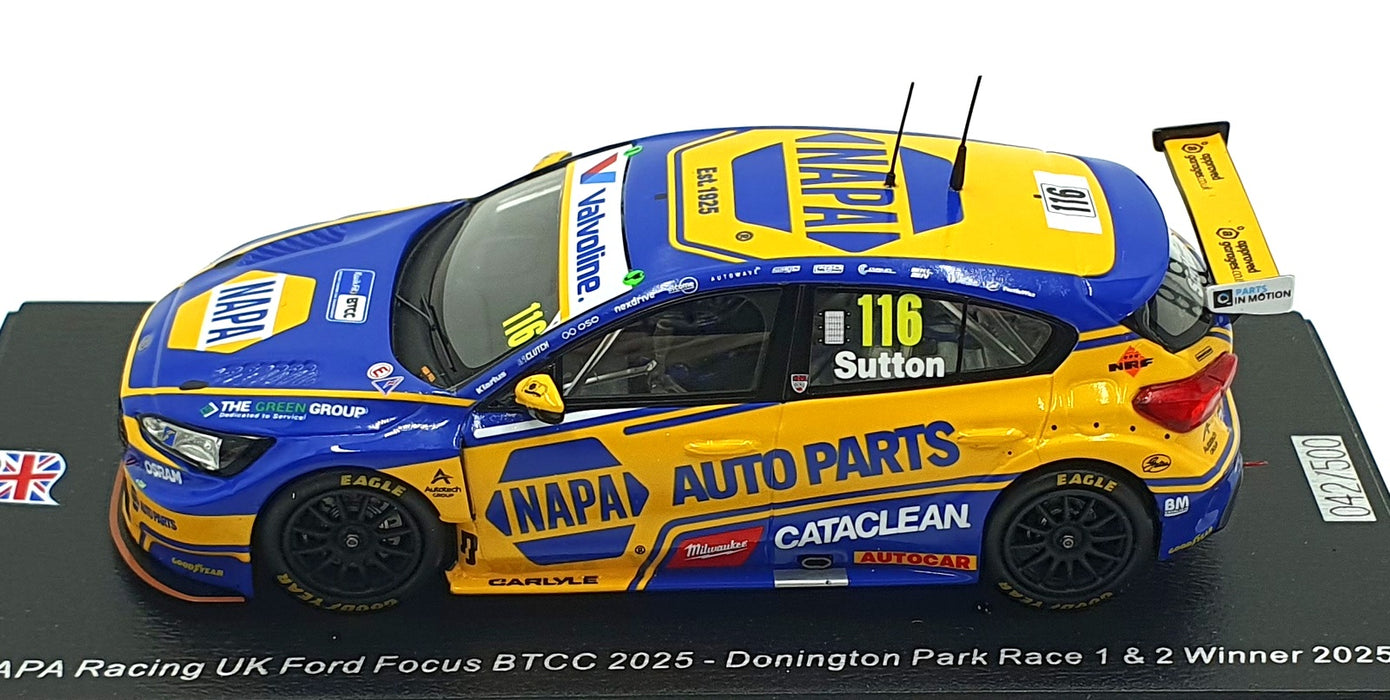 Spark 1/43 Scale UK026 - NAPA Racing UK Ford Focus BTCC #116 1st and 2nd 2025