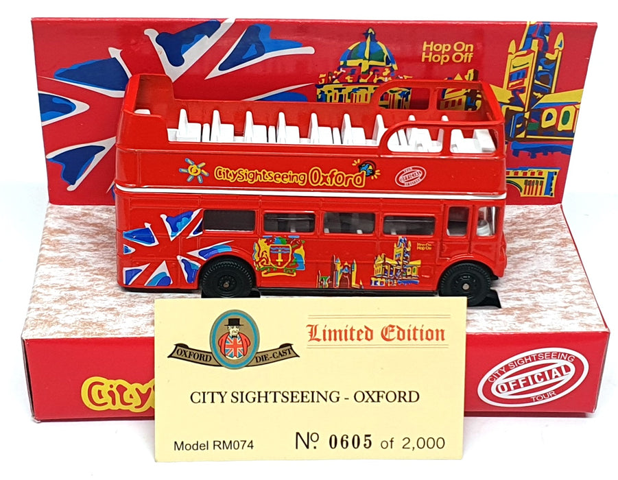 Oxford Diecast 1/76 Scale RM074 - Routemaster Sightseeing Bus Oxford City - Red