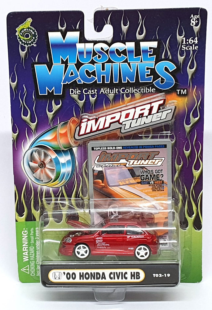 Muscle Machines 1/64 Scale 71181 T02-19 - 2000 Honda Civic HB - Red