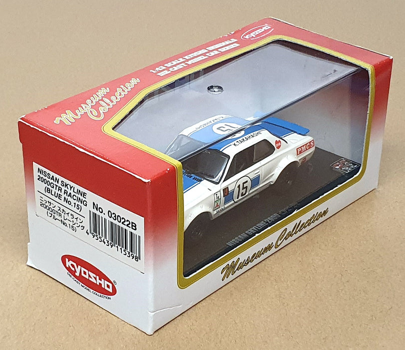 Kyosho 1/43 Scale 03022B - Nissan Skyline 2000GTR Racing #15 - Blue/White