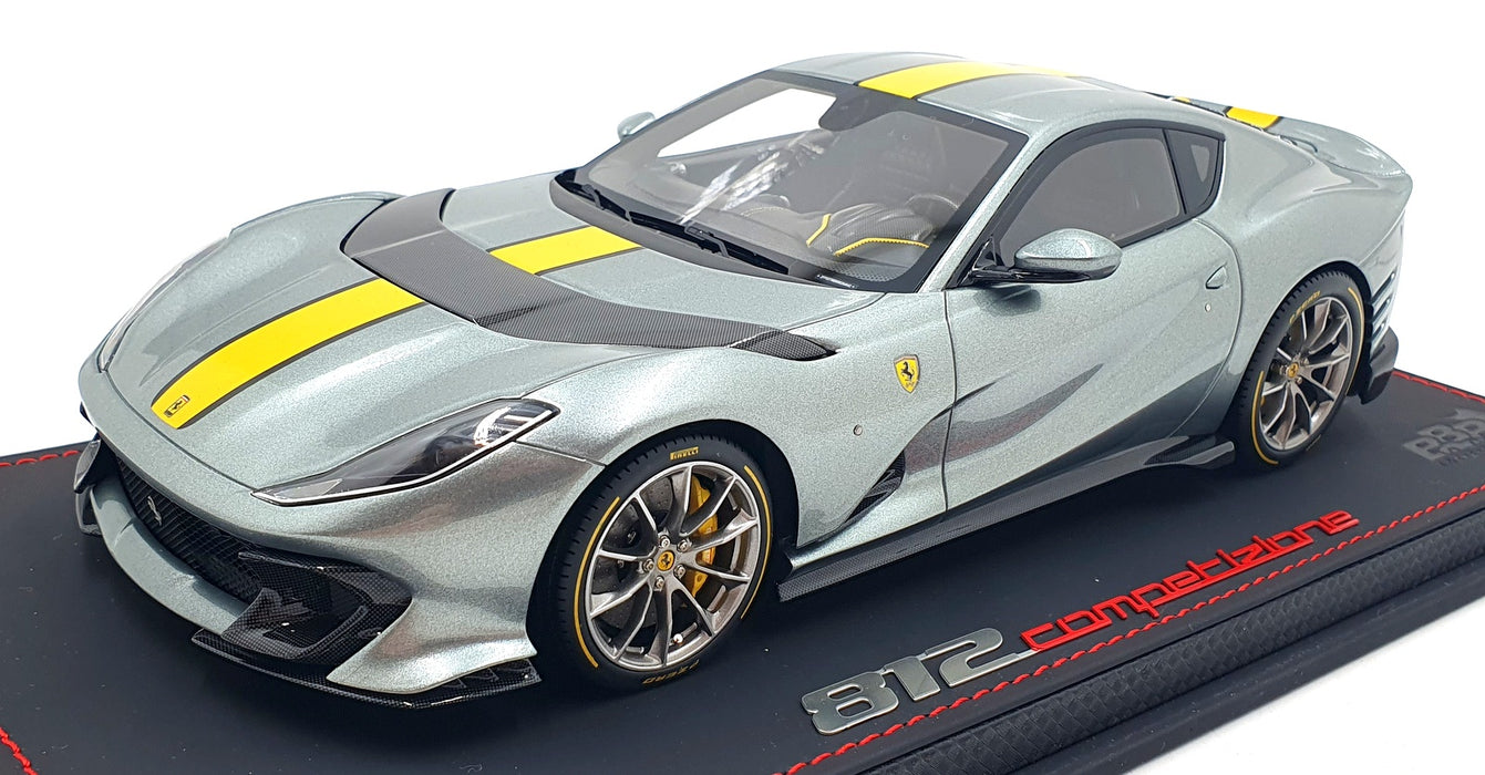 BBR 1/18 Scale P18207A - Ferrari 812 Competizione 2021 - Grigio Coburn/Yellow