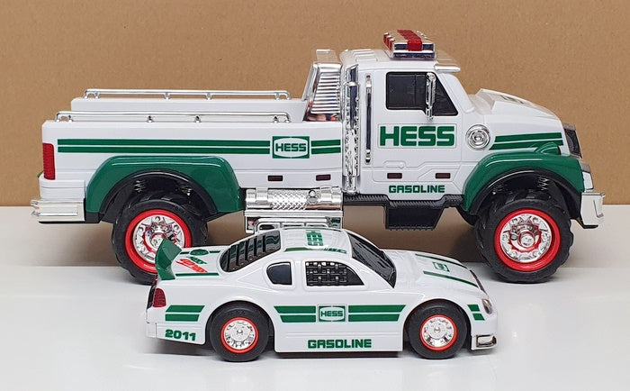 Hess Appx 30cm Long HES30 - Toy Truck & Race Car With Lights - White/Green