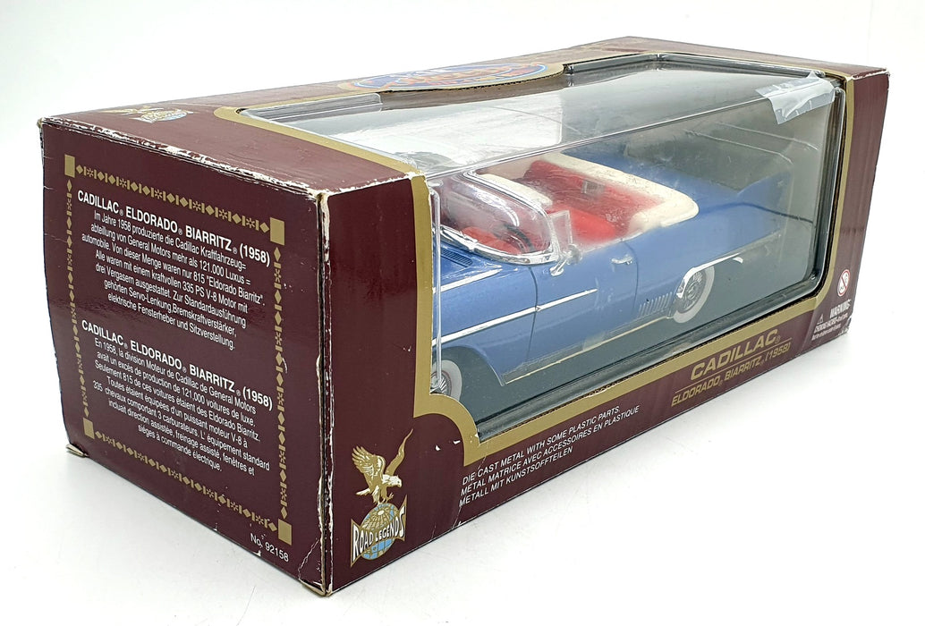 Road Signature 1/18 Scale Diecast 92158 - 1958 Cadillac Eldorado Biarritz - Blue