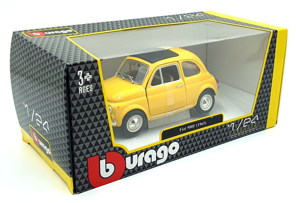Burago 1/24 Scale Diecast 18-22098 - 1965 Fiat 500F - Yellow