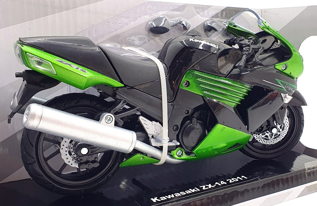 NewRay 1/12 Scale 57433B - 2011 Kawasaki ZX-14 Motorbike - Black/Green