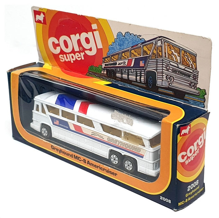 Corgi 16.5cm Long 2008 - Greyhound MC-8 Americruiser Bus - White/Red/Blue