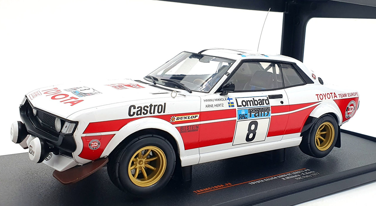 IXO 1/18 Scale 18CMC189A.22 - Toyota Celica 2000 GT (RA21) #8 RAC Rally 1977