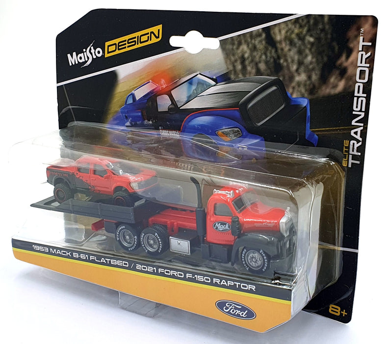 Maisto 1/64 Scale Diecast 15055 - 1953 Mack B-61 Flatbed/2021 Ford F-150 Raptor