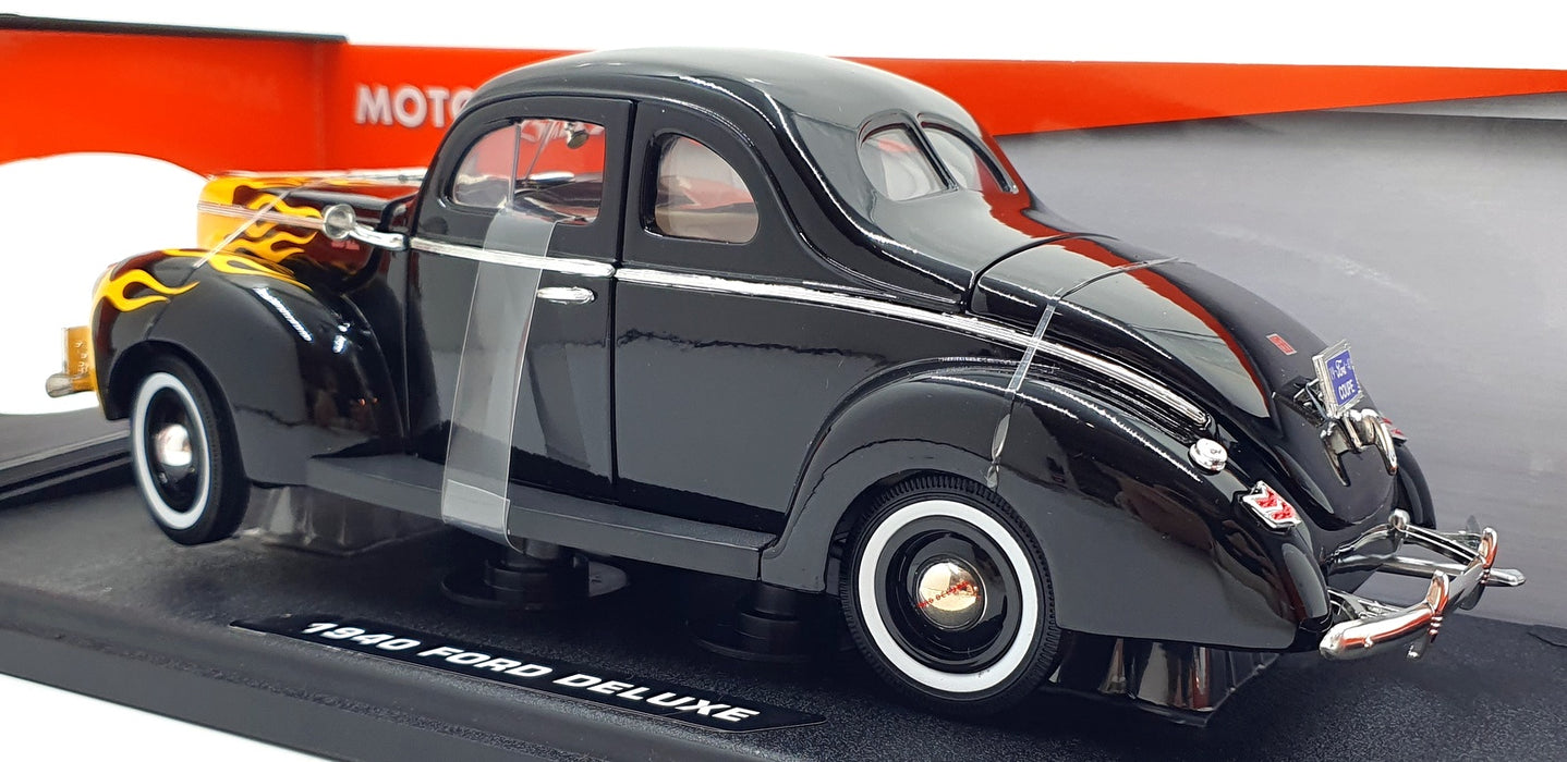 Motor Max 1/18 Scale Diecast 73108 - 1940 Ford Deluxe - Black/Flames