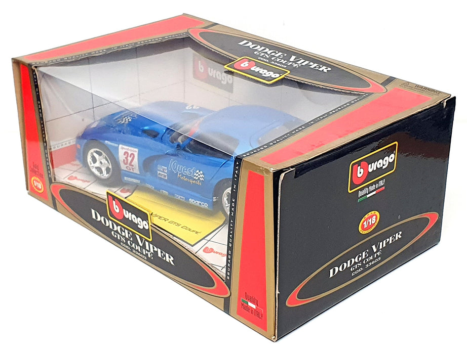 Burago 1/18 Scale 92436 - Dodge Viper GTS Coupe #32 - Met. Blue