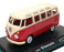 Cararama 1/43 Scale CARA27 - Volkswagen VW Samba Bus - Beige/Red