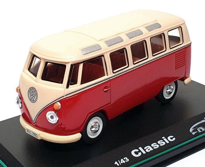 Cararama 1/43 Scale CARA27 - Volkswagen VW Samba Bus - Beige/Red