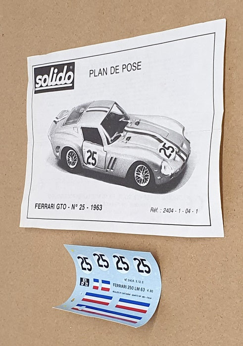 Solido 1/43 Scale Diecast 2404 - Ferrari GTO #25 Le Mans 1963 - Silver