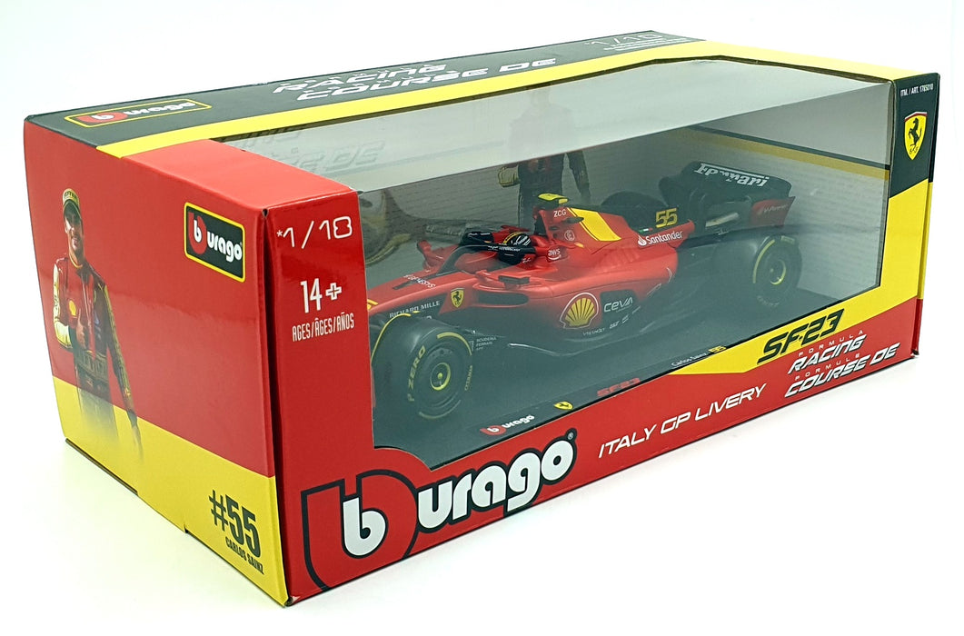 Burago 1/18 Scale 1785010 - Ferrari SF-23 F1 Italy GP 2023 Sainz #55
