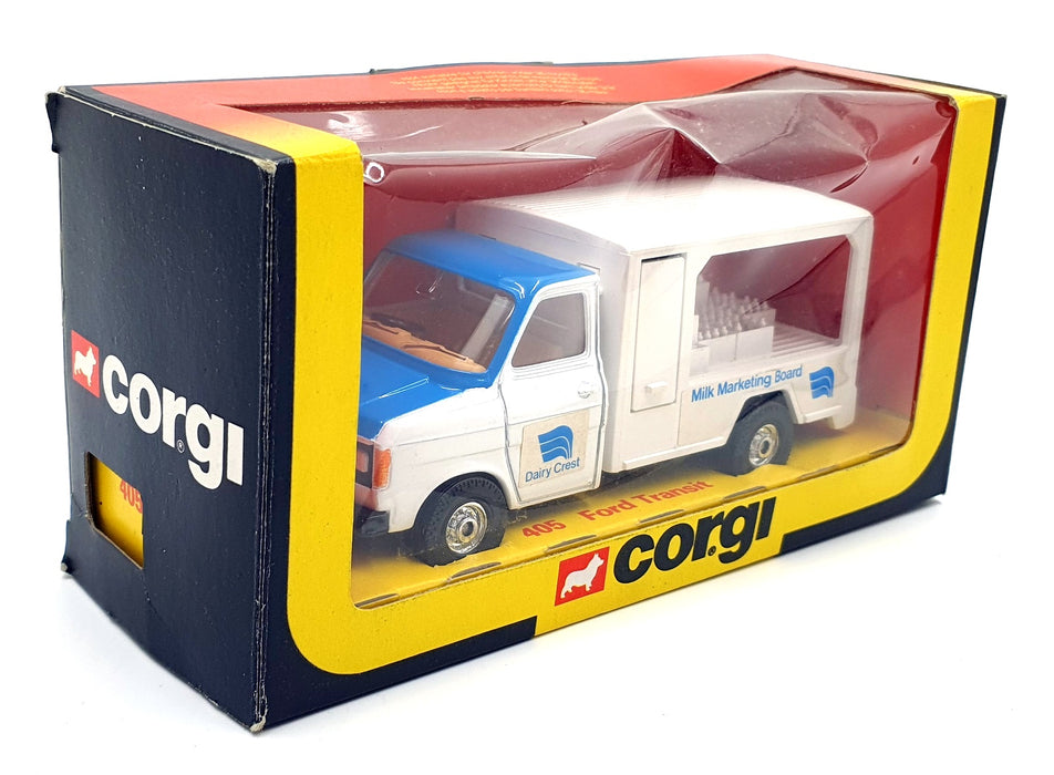Corgi 14cm Long Diecast 405 - Ford Transit Dairy Crest Milk Van - White/Blue