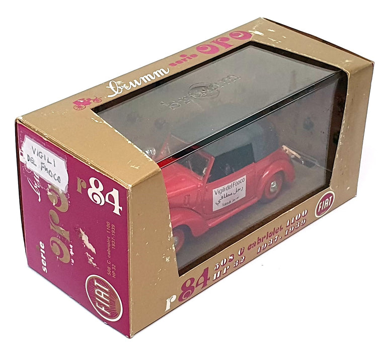 Brumm 1/43 Scale R84 - 1937-39 Fiat 508C 1100 Vigili Del Fuoco - Red