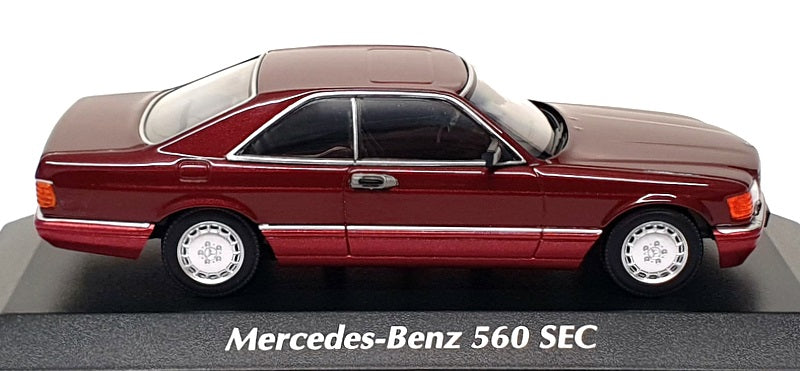 Maxichamps 1/43 Scale 940 035124 - 1986 Mercedes Benz 560 SEC - Met. Red