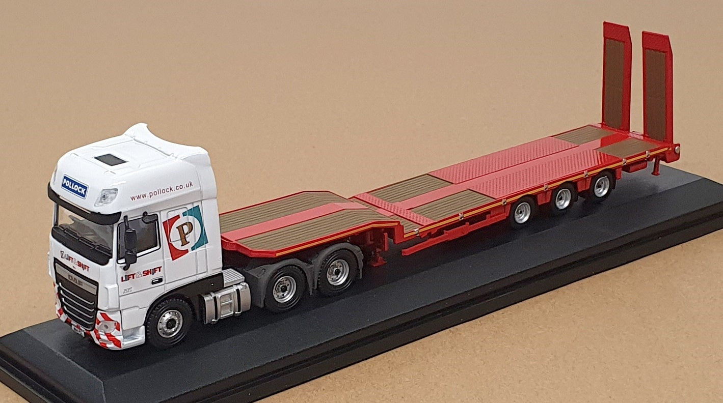 Oxford Diecast 1/76 Scale 76DXF007 DAF XF Euro 6 Semi Low Loader Pollock - White