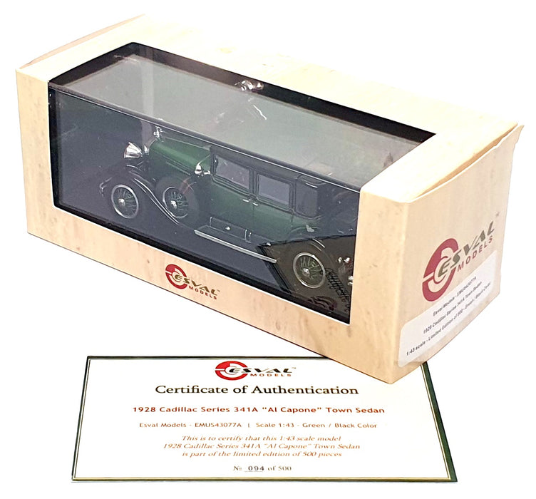 Esval 1/43 Scale EMUS43077A - 1928 Cadillac Series 341A Al Capone - Green/Black