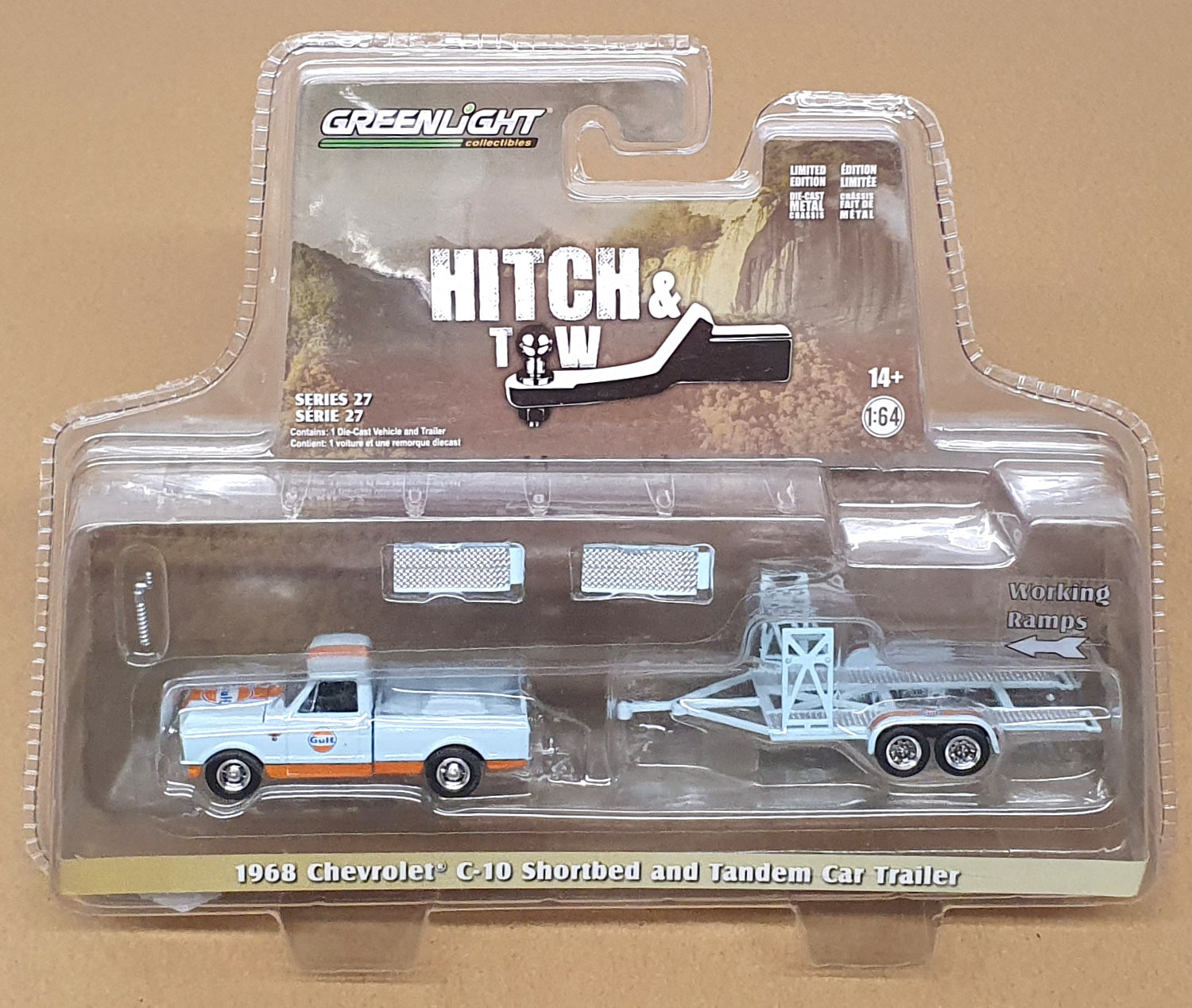 Greenlight 1/64 Scale 32270-A - 1968 Chevrolet C-10 Truck & Tandem Trailer Gulf