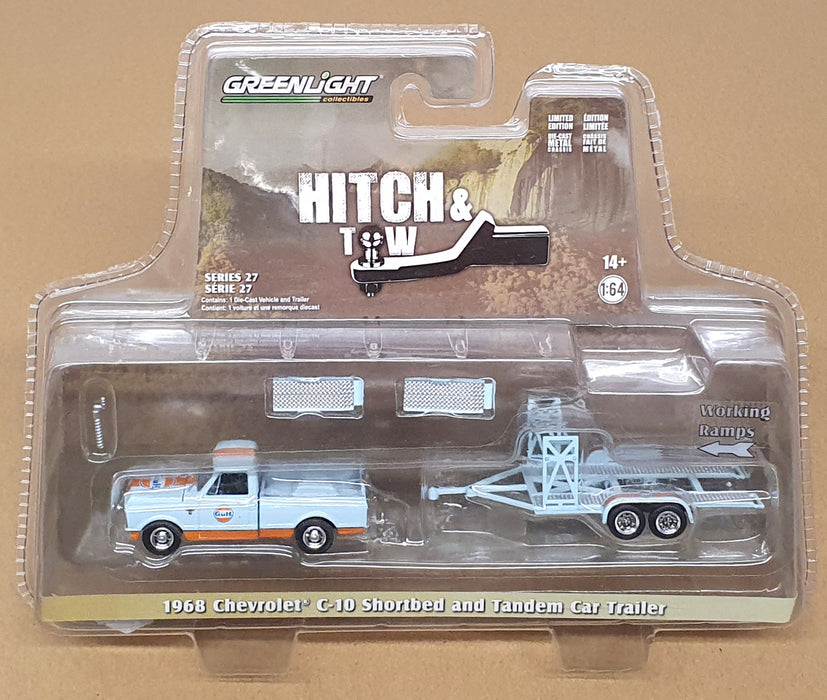 Greenlight 1/64 Scale 32270-A - 1968 Chevrolet C-10 Truck & Tandem Trailer Gulf