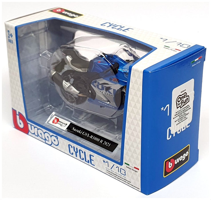 Burago 1/18 Scale 18-51088 - 2021 Suzuki GSX-R1000 Motorcycle - Blue/Silver