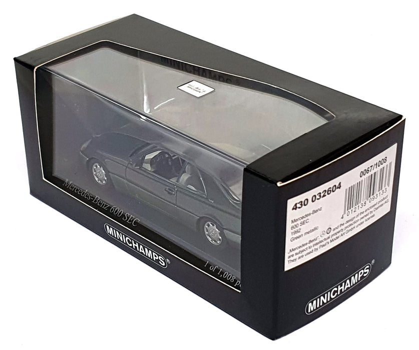 Minichamps 1/43 Scale 430 032604 - 1992 Mercedes Benz 600 SEC - Met. Green