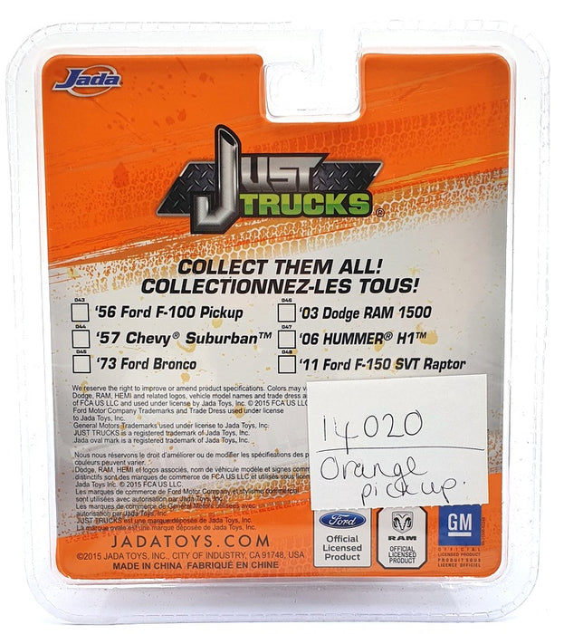 Jada Just Trucks 1/64 Scale 14020 - 1956 Ford F-100 PickUp - Orange