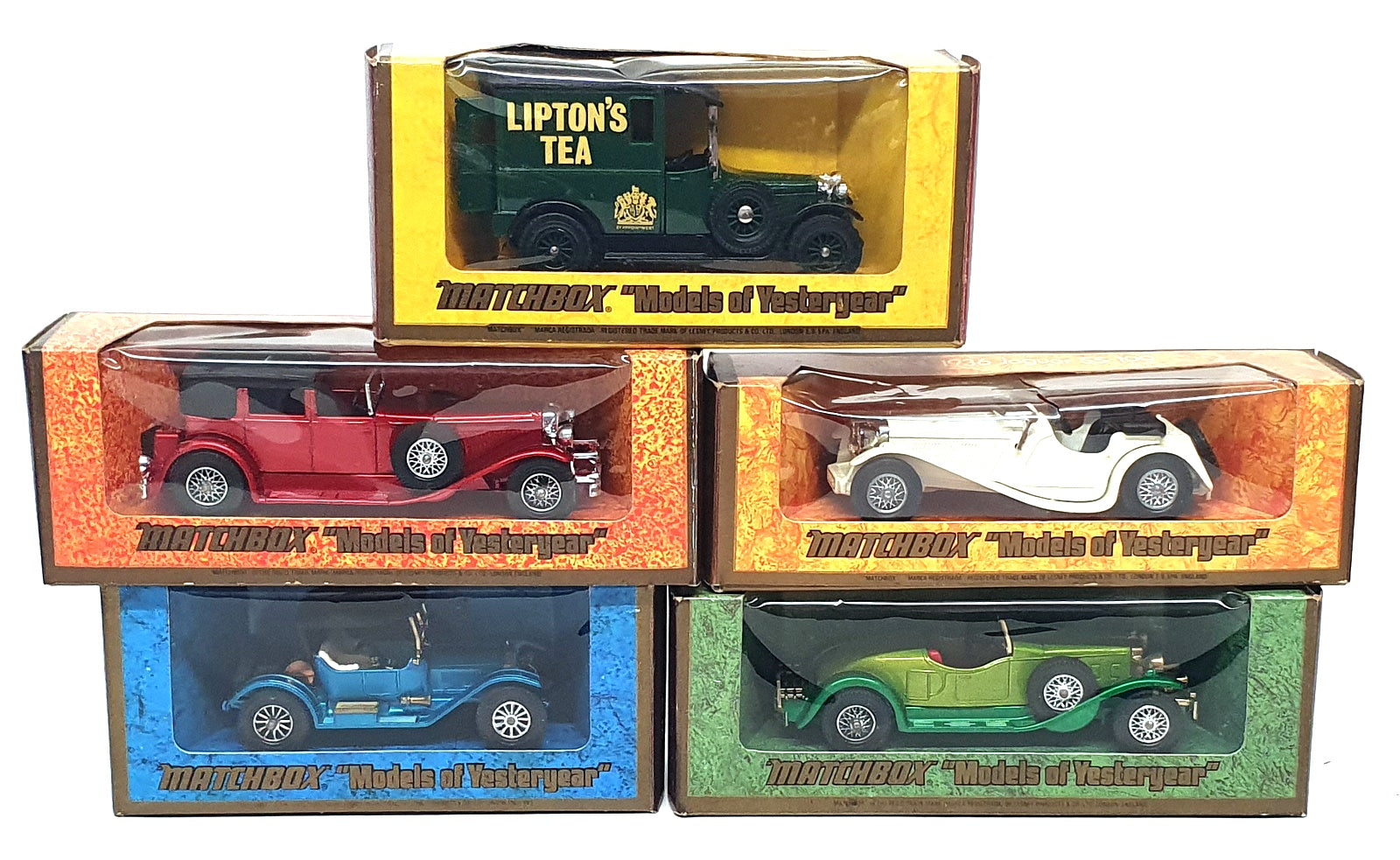 Matchbox Diecast SET035 Set Of 5 Model Cars Duesenberg, Jaguar, Stutz (2) Talbot