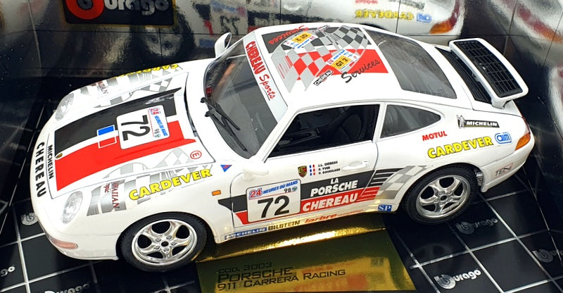 Burago 1/18 Scale 3003 Porsche 911 Carrera '93 Racing #72 Yver/Goueslard/Chereau