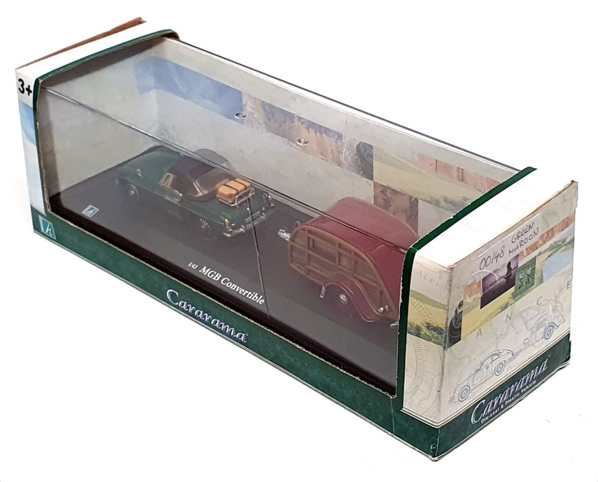 Cararama 1/43 Scale 00148 - MGB Convertible & Caravan - Green/Maroon
