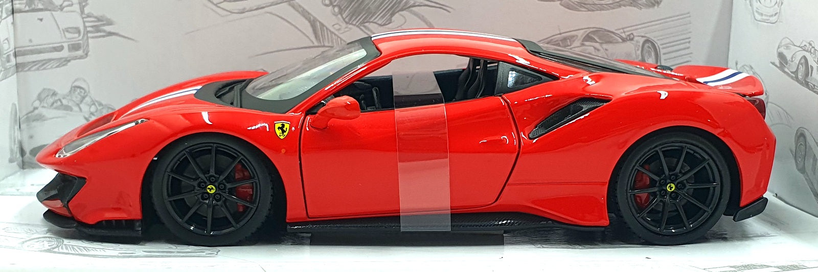 Burago 1/24 Scale Model Car 18-26026 - Ferrari 488 Pista - Red