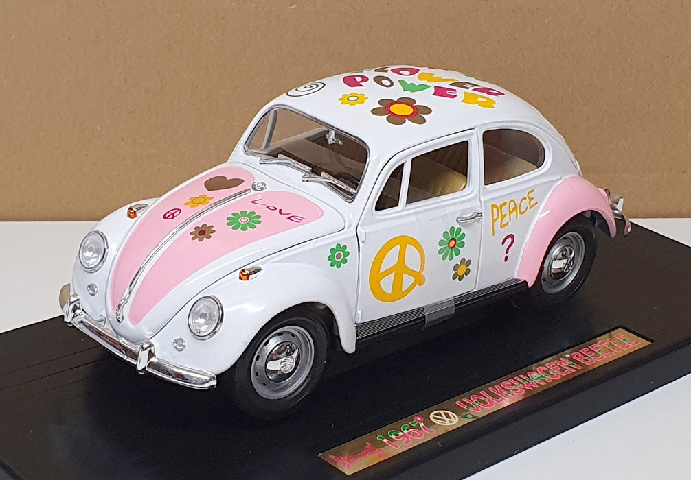 Road Signature 1/18 Scale 92079 - 1967 Volkswagen Beetle - Flower Power White