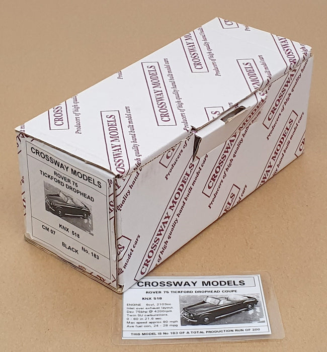 Crossway Models 1/43 Scale CM07 - Rover 75 Tickford Drophead - Black