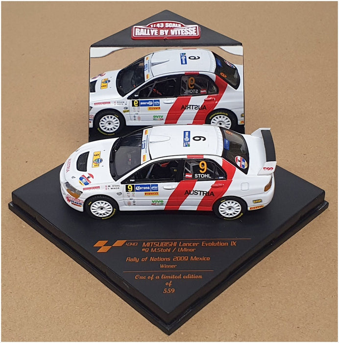 Vitesse 1/43 Scale 43413 Mitsubishi Evo IX #9 Winner Rally Nations '09 Mexico