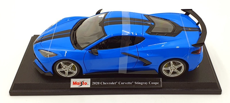 Maisto 1/18 Scale 46629 2020 Chevrolet Corvette Stingray Coupe Blue/Black Stripe