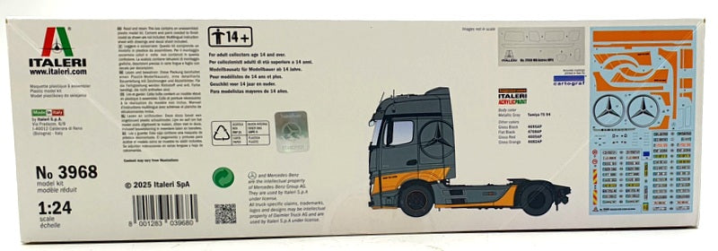 Italeri 1/24 Scale Unassembled Kit 3968 - Mercedes-Benz MB Actros MP4 Big Space