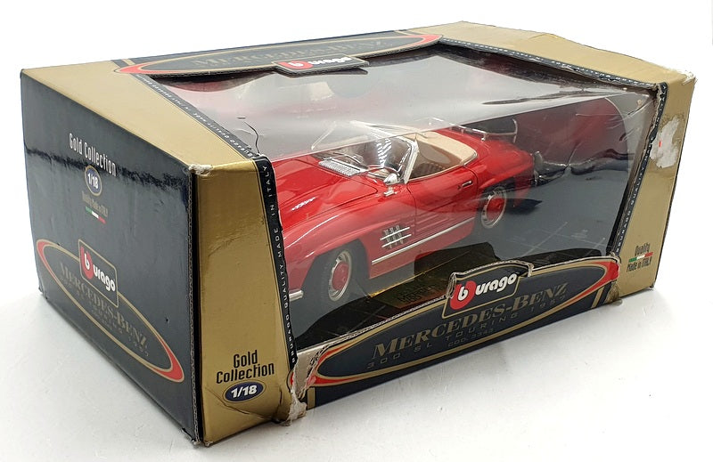 Burago 1/18 Scale 3343 - 1957 Mercedes Benz 300SL Touring Red w/ Dk. Brown Case