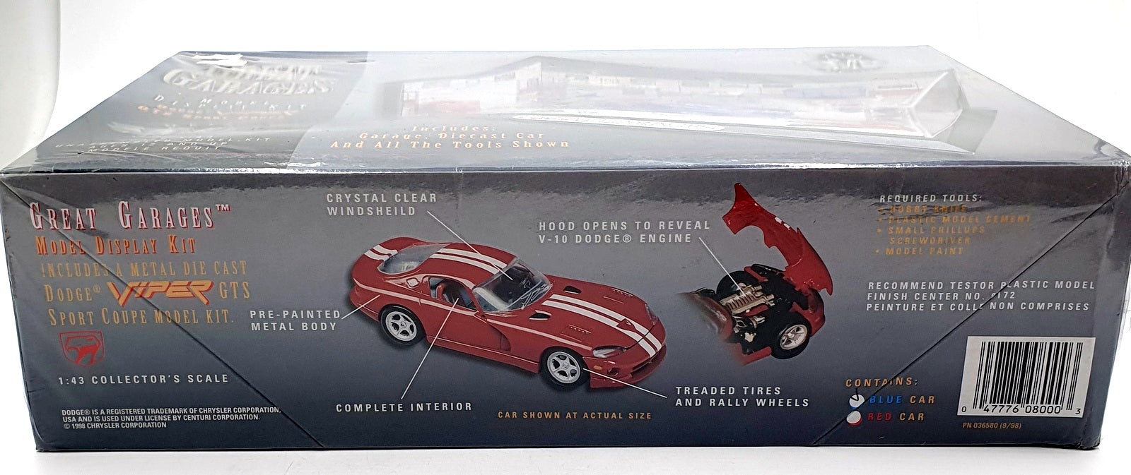 Estes 1/43 Scale 8000 - Great Garages Model Display Kit With Dodge Viper - Blue