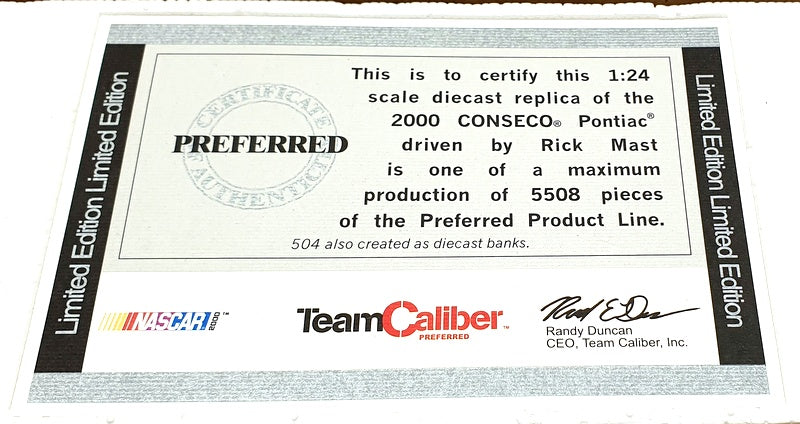 Team Caliber 1/24 Scale P142115CN - 2000 Pontiac Grand Prix Nascar #14 - Mast