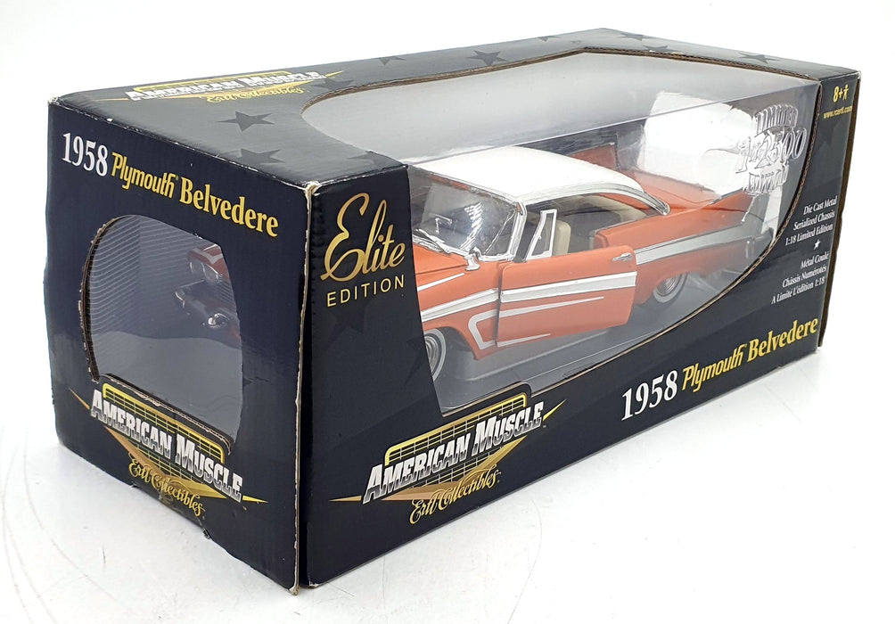 Ertl 1/18 Scale Diecast 33937 - 1958 Plymouth Belvedere - Orange/White