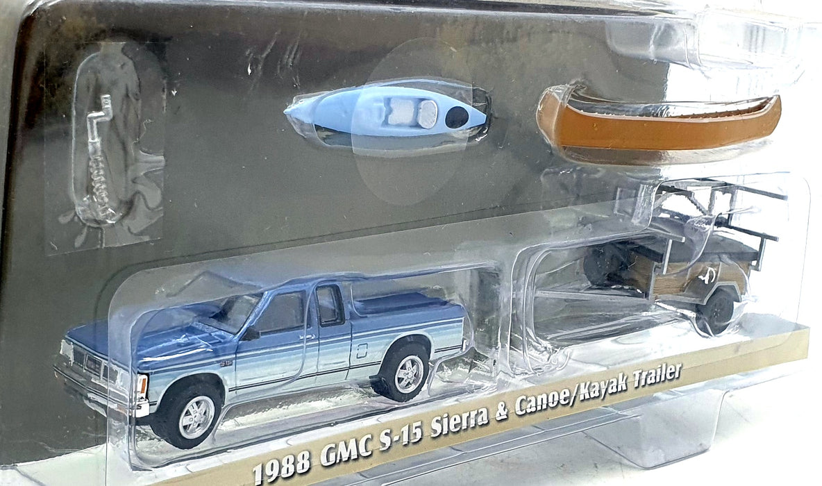 Greenlight 1/64 Scale 32250-C 1988 GMC S-15 Sierra & Canoe/Kayak Trailer