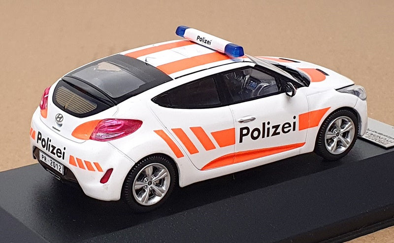 PremiumX 1/43 Scale PRD272 - 2012 Hyundai Veloster Swiss Polizei - White/Orange