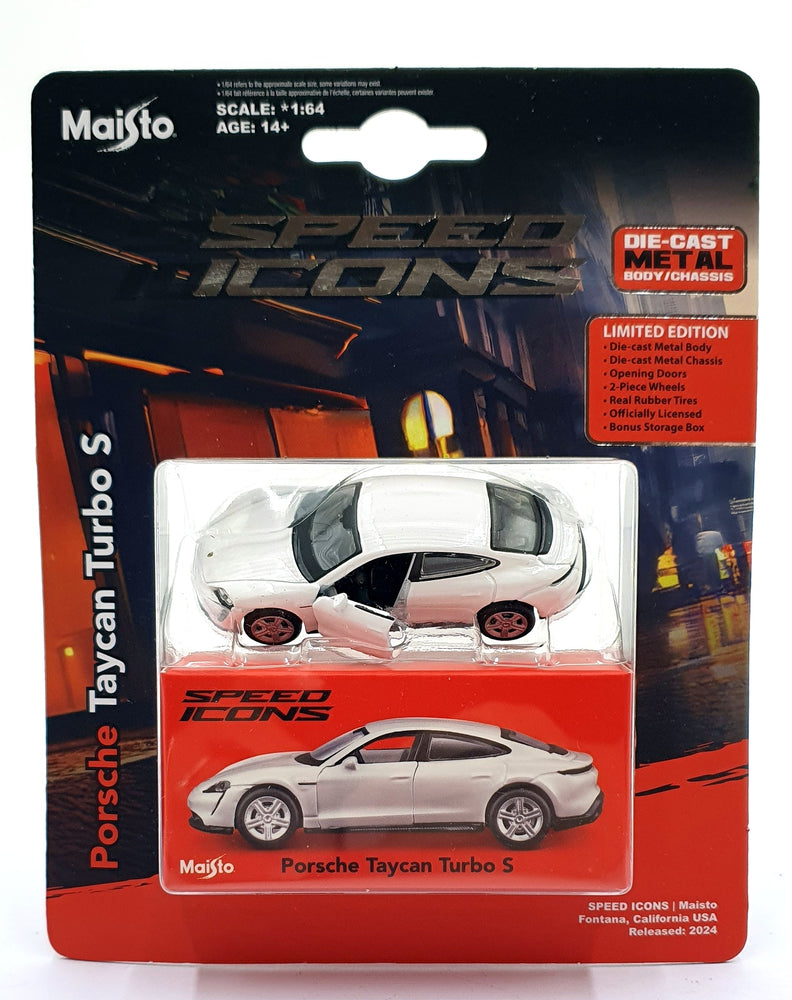 Maisto 1/64 Scale 15700 - Speed Icons Porsche Taycan Turbo S - White