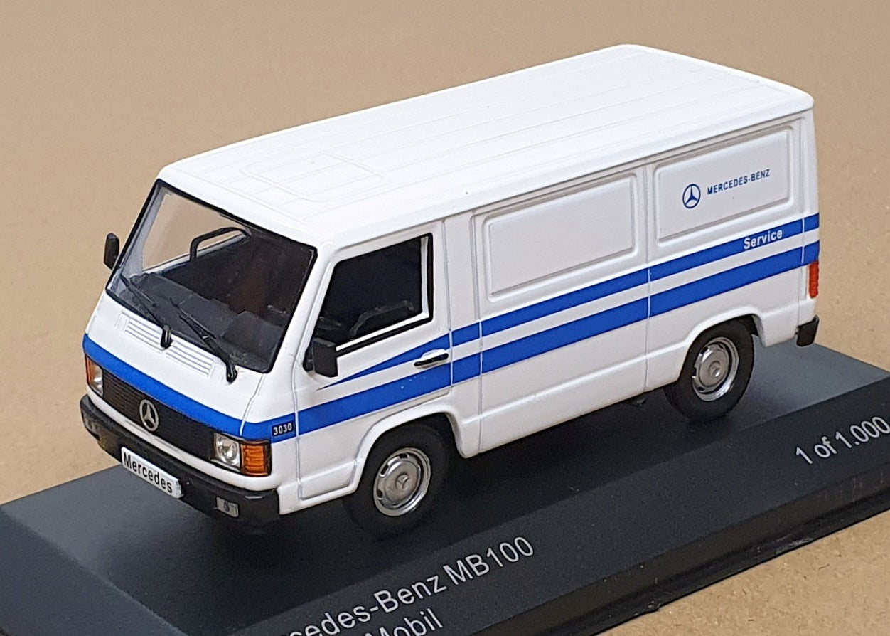 Whitebox 1/43 Scale WB266 - Mercedes Benz 100 Van MB Service - White/Blue