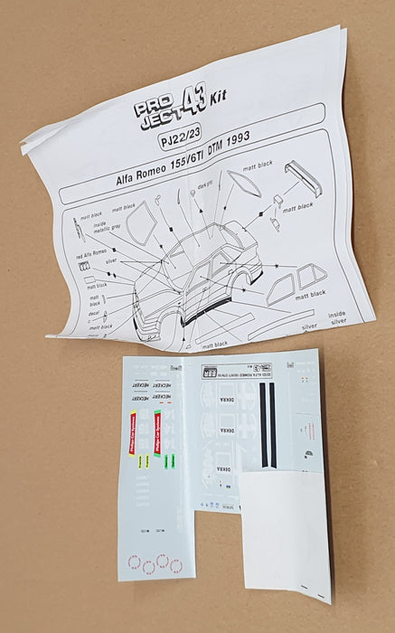 BBR 1/43 Scale Unbuilt Kit PJ22/23 - Alfa Romeo 155 V6 DTM 1993 Larini/Nannini