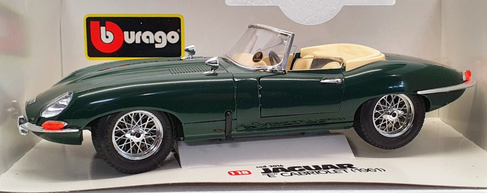 Burago 1/18 Scale Diecast 3016 - 1961 Jaguar E Type Cabriolet - Green