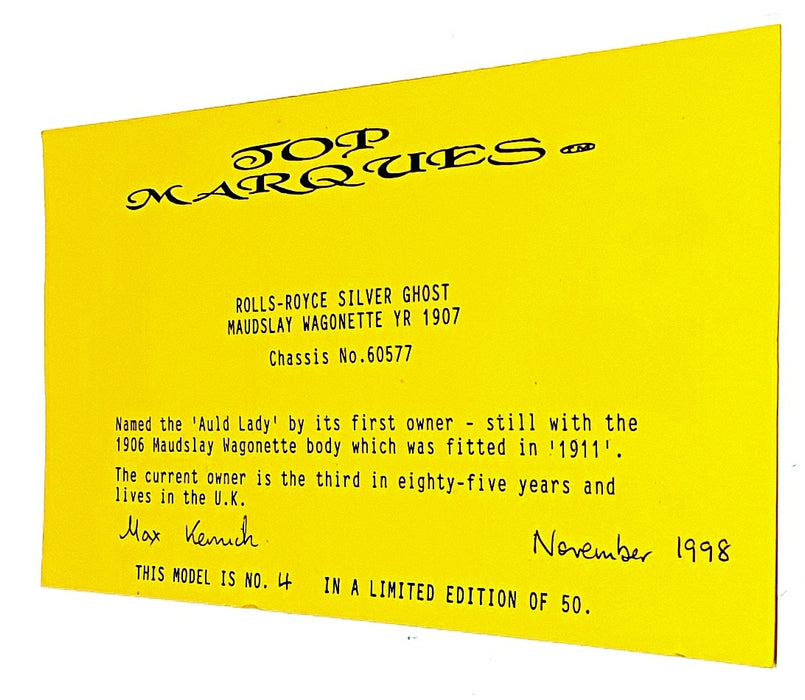 Top Marques 1/43 Scale GS12 - 1907 Rolls Royce Silver Ghost Maudslay Wagonette