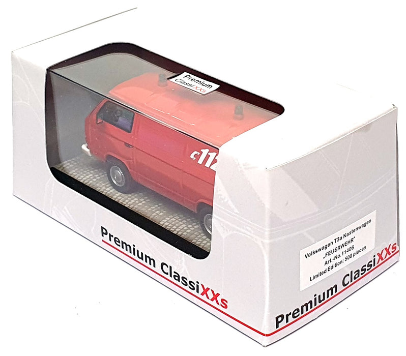 Premium ClassiXXs 1/43 Scale 11406 - VW Volkswagen T3a Fire Kastenwagon - Red